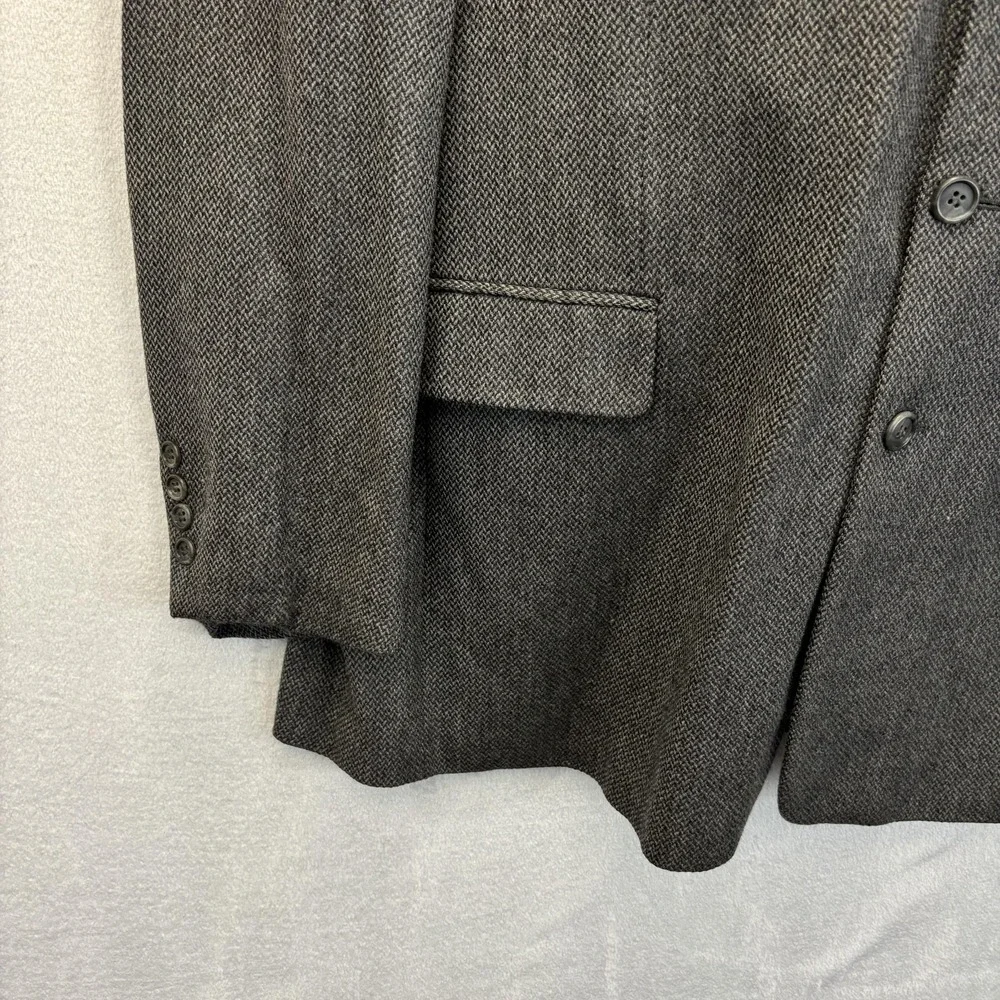 Umberto Rossi 100%‎ Lambswool Herringbone Blazer Mens 46L Gray Sport Coat Jacket